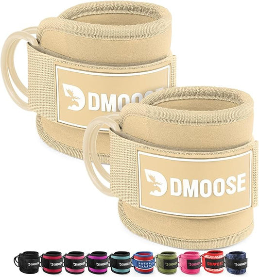 DMoose Fitness Ankle Straps for Cable Machines - One Size Fit with Premium Padding, Glute Kickback Ankle Strap for Women & Men, Cable Attachments for Gym, Booty Workouts, Leg Extension & Hip Abductors