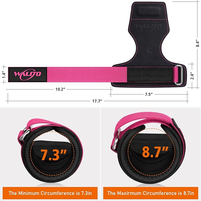 WALITO Weight Lifting Wrist Straps (Pair),Double Layer Leather Grips for Deadlift,Powerlifting and Gym Workouts, Adjustable Neoprene Padded Wrist Wraps - Men/Women, Heavy Duty Support