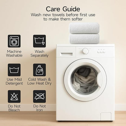 REDKISS Ultra-Plush Bath Towel Set - 900GSM Premium Thick Cotton for Bathroom & Spa, Super Absorbent Bath with No Shedding (2-Piece Bath Twoel Set for Adults, Luxury Hotel & Home Use)-White