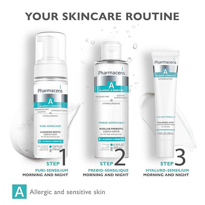 Soothing Cleansing Foam, Face & Eye Cleanser, Face Wash Gently Removes Makeup & SPF, Helps Hydrate & Strengthen Sensitive Skin, Ultra-Gentle Hypoallergenic, PURI-SENSILIUM, 5.07 fl oz