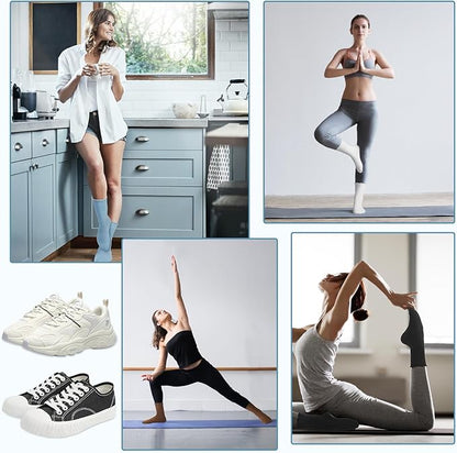 4 Pairs Pilates Socks with Grips for Women Yoga Ruffle Cute Grip Socks Pilates Non Slip Crew Ballet Hospital Workout