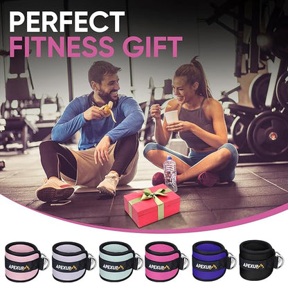 APEXUP Ankle Strap for Cable Machine, Ankle Resistance Bands, Cable Kick Back Straps for Gym, Glute Workouts, Leg Extensions, Adjustable Straps with Neoprene Padding