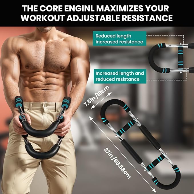 Twister Arm Trainer, Adjustable Chest Workout Equipment，（30-120lbs） for Men & Women,Portable Home Gym Strength Trainer，Muscle Builder & Strength Training for Arms, Chest