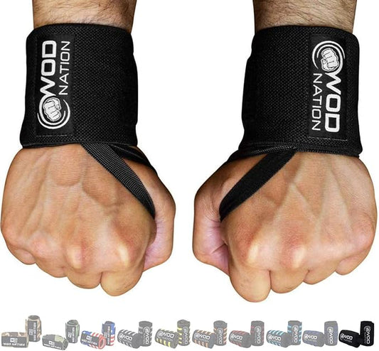 WOD Nation Wrist Wraps for Weightlifting & Strength Training – Professional Gym Straps w/Thumb Loop for Men & Women