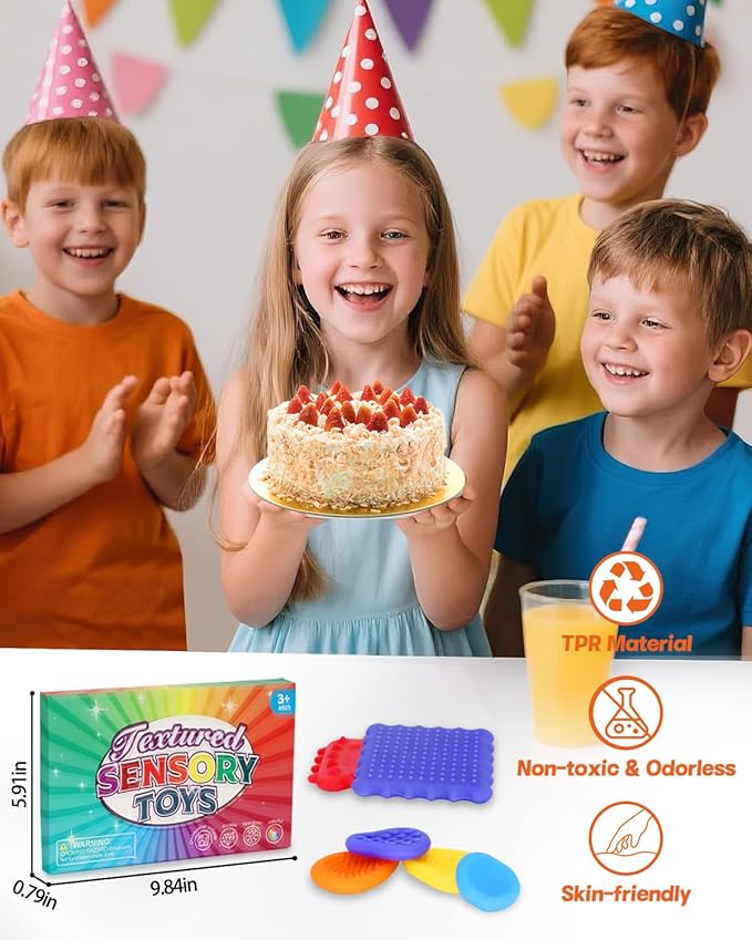 Fidget Toys Sensory Stone 18 Pack Worry Stones Texture Shapes Fidget Rings for Kids Calming - Sensory Autism Toys for Anxiety Relief Quiet Small Fidgets for Classroom Prizes