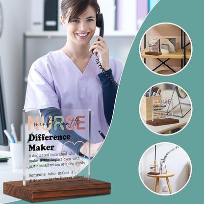 YODOCAMP Mental Health Nurse Desk Sign, Clear Acrylic & Wood, 4.7 x 2.7 x 4.3 Inches, Office/Clinical Settings, Inspirational