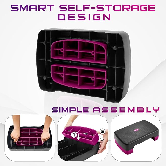 Yes4All 18.1" Aerobic Exercise Step Platform with 2 Risers, Adjustable Height Workout Stepper 3" 5.1" for Home Gym Step Up Exercise & Balance Training, Mulltiple Colors