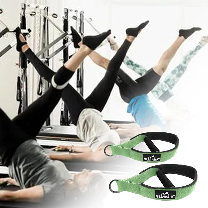 Pilates Double Loop Straps for Pilates Reformer, Fitness Metal D Ring Straps Handle, Pilate Accessories Yoga Wristbands Exercise Straps for Gym Home Workout 2PCS