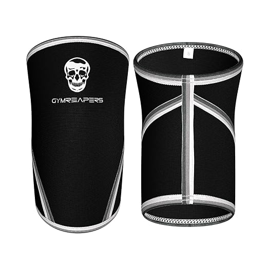 Gymreapers Knee Sleeves (1 Pair) With Gym Bag - IPF Approved - Knee Sleeve & Compression Support for Squats, Weightlifting, Fitness and Powerlifting - 7MM Neoprene Sleeve Pair Black/White XX-Large