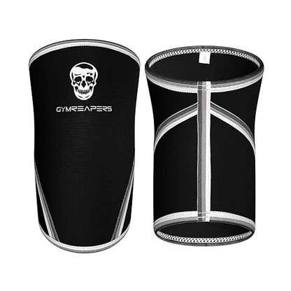 Knee Sleeves (1 Pair) Gym Bag - Knee Sleeve & Compression Brace for Squats, Weightlifting, Fitness, and Powerlifting - Gymreapers 7MM Sleeve Pair - For Men & Women - 1 Year Warranty B/W X-Large