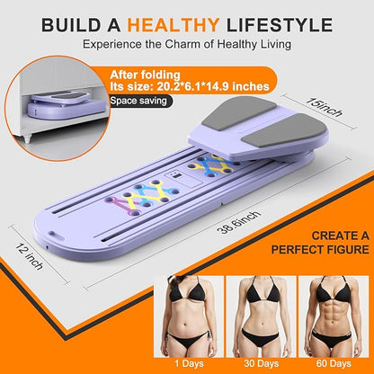 Pilates Board,Multifunctional Rebound Abdominal Board,Foldable Pilates Reformer Set, Ab Core Trainer Machine,Ab Exercise Board,Abs Workout Equipment for Women Home Gym Equipment