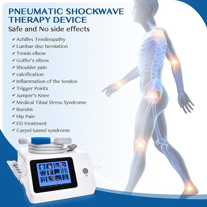 Shock Wave Therapy Machine for Joint Muscle Pain Relief Muscle and Bone Tissue 10 bar Pneumatic Therapy Machine Non-Invasive No Side Effects
