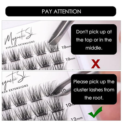 Cluster Lashes 72 Individual Lashes Clusters Eyelash Extensions False Eyelashes DIY Lash Extension Kit Reusable False Eyelashes Natural Look Mix 10-16mm C D Curl-DM17