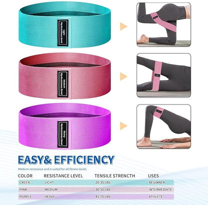 Ocdin Fabric Pedal Resistance Band with Handle, 4 Yoga Starter Set of Stretch Exercise Workout Bands, Unisex Anti-Broken Ab and HIPS Training Elastic Rope