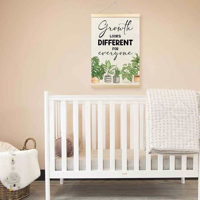 TLESKE Classroom Mental Health Poster Hanger Frame, Positive Affirmations Hanging Wall Art Room Decor for School Counseling Therapy Office, Growth Looks Different for Everyone Prints Pictures, 16x24