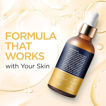 Vitamin C Serum for Face with Stem Cells Hyaluronic Acid Vitamin E Aloe Vera For All Skin Types Anti-Aging Face Seru Supports Skin Health & Even Tone Day and Night Made in USA 1 Oz