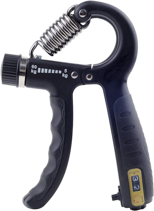 KAILIMENG Gripper - Hand Grip Strengthener with Counter, Adjustable Resistance from 11-132 LB (5-60 KG), Strength Training for Fingers, Metal Black