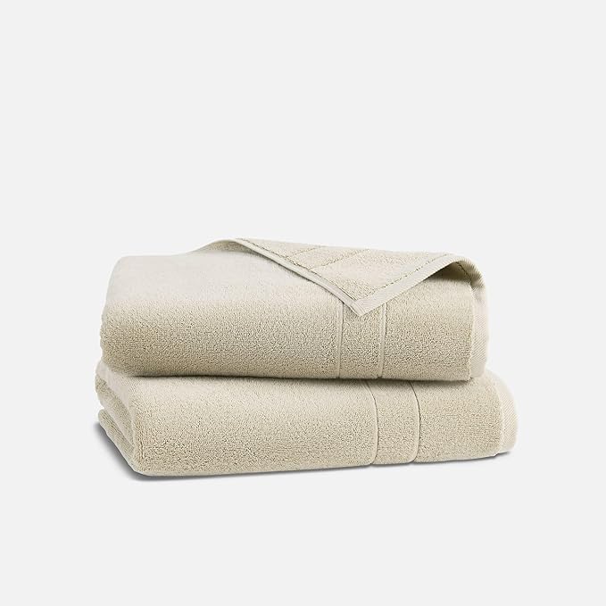 Brooklinen Super-Plush Turkish Cotton Bath Towels Set of 2 Cotton, 820 GSM, Machine Washable, Perfect Bath Towels for Bathroom, Spa & Shower (30" x 58", Stone Beige)