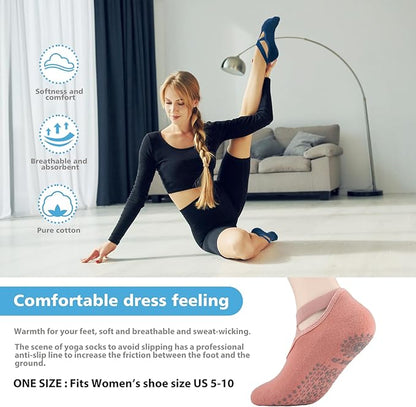 BKP Yoga Socks For Women,Non slip Grip Pilates Socks Suitable For Ballet,Plasticity,Dance,Home,Training