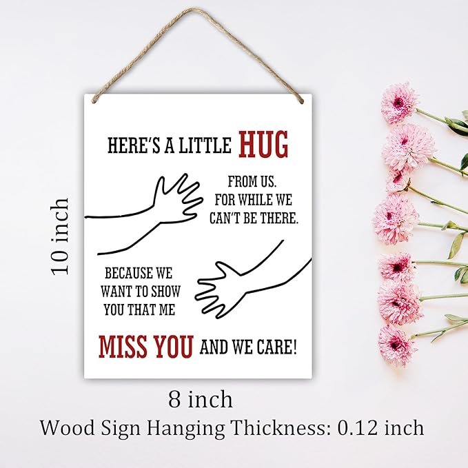 Valentine Day Gift for Couple Girlfriend Wife Husband Miss You Long Distance Gift for Besties Sister Friend Home Decor Hanging Plaque With Rope Wall Decor Wood Sign Door Shelf Bedroom Decor -22