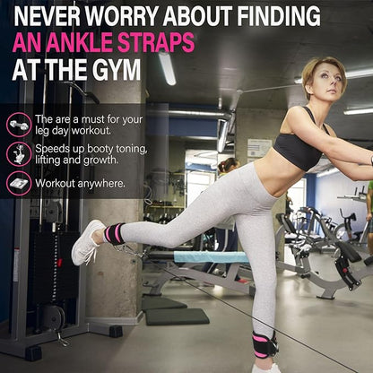 Ankle Strap for Cable Machine Attachments, Gym Accessories for Women and Men, Neoprene Ankle Cuffs for glute Kickback, Leg Workouts ande Booty Hip Abductors Exercise
