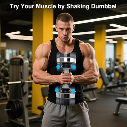 2025 Fitness Equipment Shaking Dumbbells - Single Dumbbell Weight Exercise Core Muscle for Shoulders, Chest, Biceps, Triceps, Forearm Exercises, Toning Shake Dumbbell for Man Women(Silver)
