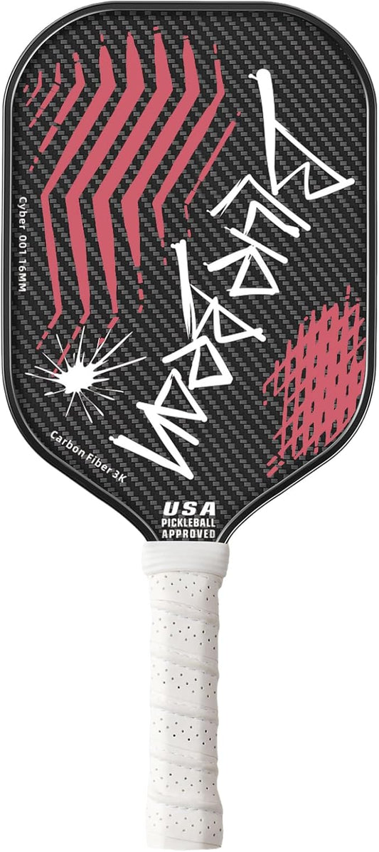 Pickleball Paddles,USAPA,Carbon Fiber Pickleball Paddle with 16MM Polymer Honeycomb Core Provides Lighter Weight&Higher Grit&Spin,Engineered for Professional Players,BlueBean
