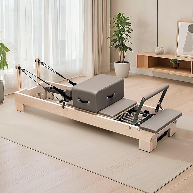 Pilates Reformer, Reformer Pilates Machine – Deluxe Version with Premium Maple Frame, Upgraded Spring System, Comfort Padding & Studio-Quality Glide – Pilates Reformer Set for Home & Studio