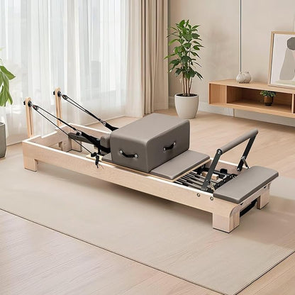 Pilates Reformer, Reformer Pilates Machine – Deluxe Version with Premium Maple Frame, Upgraded Spring System, Comfort Padding & Studio-Quality Glide – Pilates Reformer Set for Home & Studio