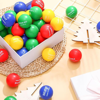 Liliful 48 Pieces Motivational Stress Balls Bulk for Adults Fidget Toys End of The Year Student Gifts Inspirational Squeeze Balls Employee Appreciation Gift Adult Goodie Bag 2. 2 Inch(Stylish Color)
