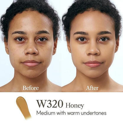 THE FACE SHOP Ink Lasting Liquid Foundation, Full Coverage, 72‑Hour Wear Semi‑Matte Finish, Makeup with Bakuchiol, W330 Amber, 0.84 Fl. Oz.