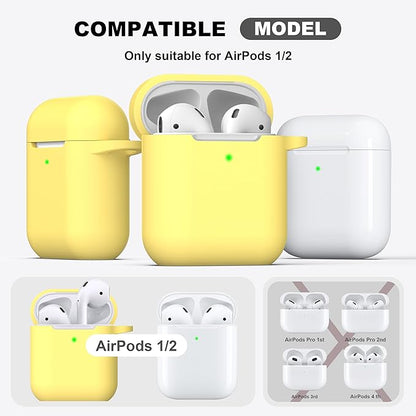 R-fun Compatible with AirPods Case Cover, Soft Silicone Protective Cover with Keychain for Women Men Compatible with Apple AirPods 2nd 1st Generation Charging Case, Front LED Visible,Yellow