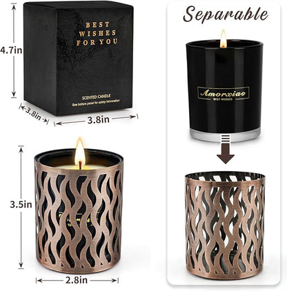 6 Pack Candles for Home Scented with Bronze Black Candles Holder, 33.6 oz Soy Wax, 240 Hours Long Lasting Aromatherapy Candles, Birthday Gifts for Men