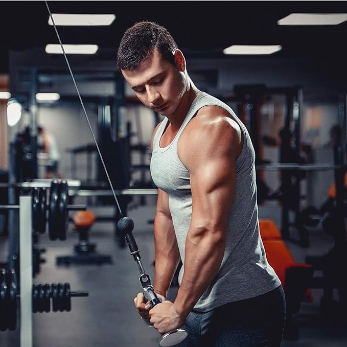 Yes4All Cable Machine Attachment, Tricep Straight Bar, V Bar, LAT Pulldown Attachments/Accessories Load 880lbs for Home Gym