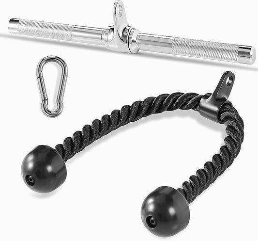 Yes4All Cable Machine Attachment, Tricep Straight Bar, V Bar, LAT Pulldown Attachments/Accessories Load 880lbs for Home Gym