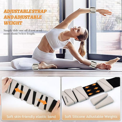 Ankle Weights Set of 2 (1 lb/2 lb/3 lb Each) Adjustable Wrist Weights for Women Men Wearable Arm Leg Weight for Pilates, Running, Walking, Workout, Yoga