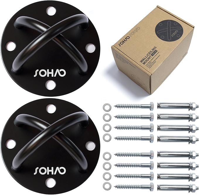 Wall Ceiling Mount Bracket for Suspension Straps, Aerial Yoga Swing & Hammock, Gymnastic Rings, Boxing Punching Bags, Body Strength Gym Equipment and Battle Ropes