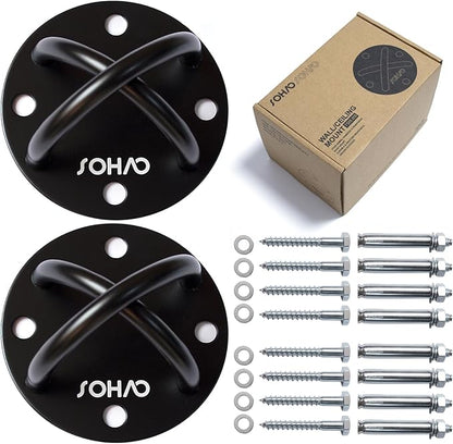 Wall Ceiling Mount Bracket for Suspension Straps, Aerial Yoga Swing & Hammock, Gymnastic Rings, Boxing Punching Bags, Body Strength Gym Equipment and Battle Ropes