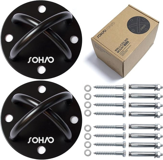 Wall Ceiling Mount Bracket for Suspension Straps, Aerial Yoga Swing & Hammock, Gymnastic Rings, Boxing Punching Bags, Body Strength Gym Equipment and Battle Ropes