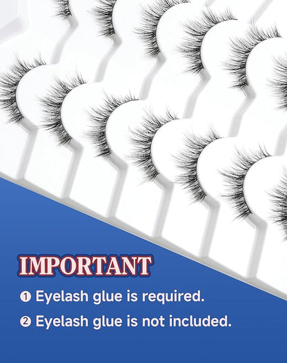 Natural Lashes Wispy Lashes Everyday Natural Look Flared Eyelashes False Eye Lashes Soft Fluffy Lashes False Eyelashes 7 Pairs D20