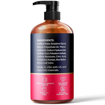 Retinol Serum for Face (8Oz) with Hyaluronic Acid, Vitamin E & Aloe Vera - Anti-Aging Serum