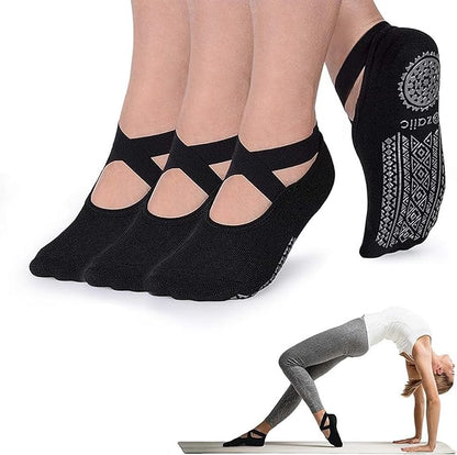 Ozaiic Yoga Socks for Women Non-Slip Grips & Straps, Ideal for Pilates, Pure Barre, Ballet, Dance, Barefoot Workout