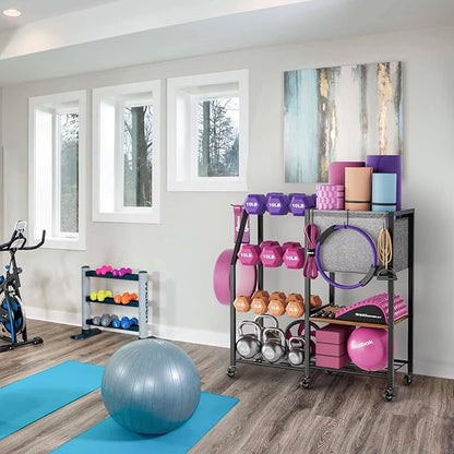 Dumbbell Rack for Kettlebell Dumber,Weight Rack Stand with Yoga Mat Holder,Home Gym Storage Rack for Gym Equipment Accessories,Workout Equipment Storage Organizer,Gym Essentials Yoga Gifts for Women