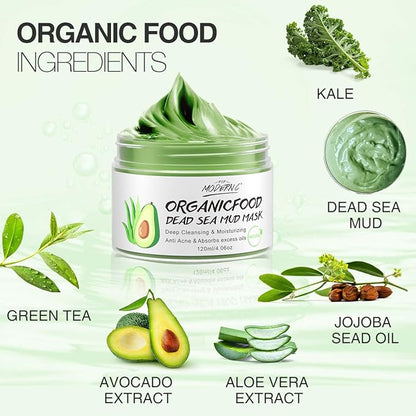 Clay Mask Avocado Dead sea Mud Stick Mask Natural Organic Green Tea Mud Mask Deep Cleansing Blackhead Removal Face Mask Nourishing Hydration Facial Mask With Blackhead Remover Extractor Tools (White)