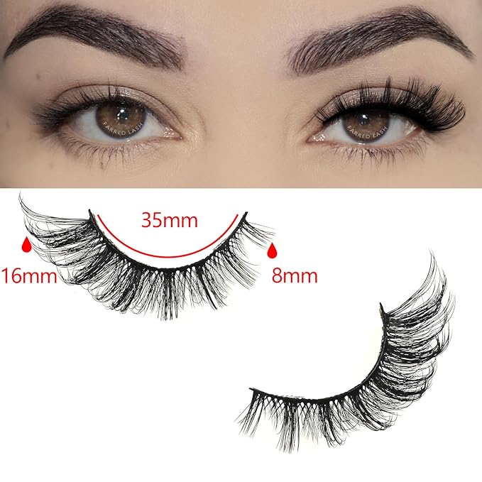 FARRED Natural Lashes Wispy False Eyelashes Fake Cat Eye Lashes Pack 10 Pairs Natural Look Lash Strips Fluffy Mink Eyelash Full Strip Lashes (C2 | 8-16MM)