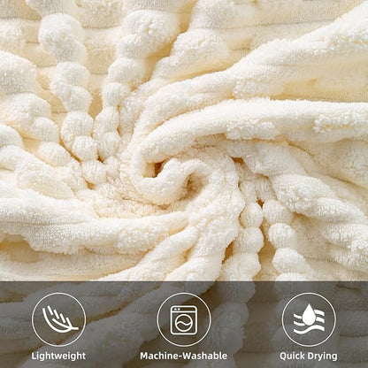 40x80 Inches Oversized Bath Sheets Extra Large Bath Towels Set of 2 for Adults Super Soft Quick Dry Lightweight Lint Free Absorbent Stripe Microfiber Shower Towels (White,2 Piece)