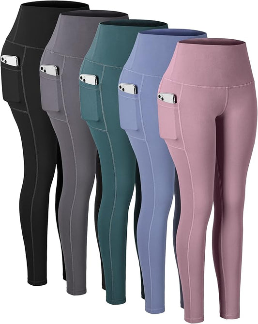 CHRLEISURE Leggings with Pockets for Women, High Waisted Tummy Control Workout Yoga Pants