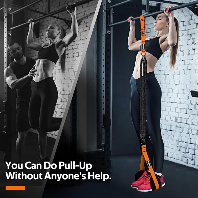 Pull Up Assistance Bands Set, Heavy Duty Adjustable Pull Up Assist Band with Feet Rest, Strength Training Bands for Home Gym Fitness, Pull-Up Bar, Calisthenics and Body Stretching
