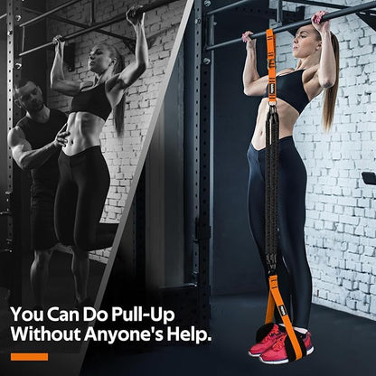 Pull Up Assistance Bands Set, Heavy Duty Adjustable Pull Up Assist Band with Feet Rest, Strength Training Bands for Home Gym Fitness, Pull-Up Bar, Calisthenics and Body Stretching