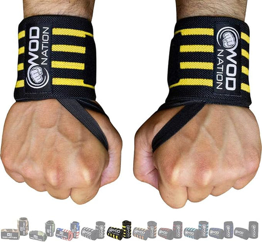 WOD Nation Wrist Wraps for Weightlifting & Strength Training – Professional Gym Straps w/Thumb Loop for Men & Women
